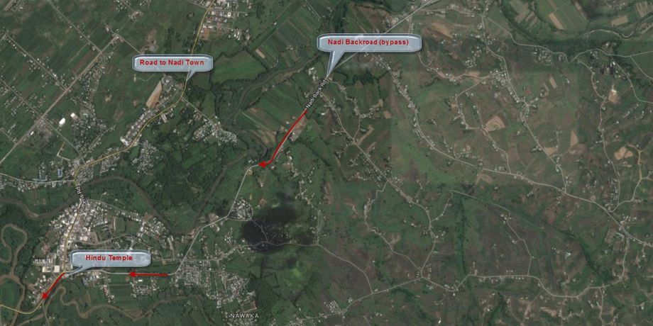 Both choices will bring you to a prominent Hindu Temple. If you have bypassed Nadi by using the back road, continue on past the temple. If you have travelled through Nadi, when you see the temple ahead turn right and continue on. You are now on Queen’s Road.